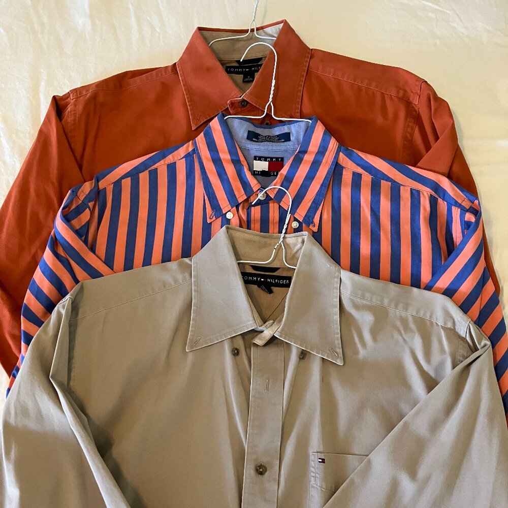 Lot of 3 Tommy Hilfiger Button Down Dress Shirts Size Medium